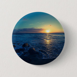 Badge Rond 5 Cm Coucher de soleil à l'horizon de l'océan
