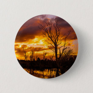 Badge Rond 5 Cm Coucher de soleil au bord du lac