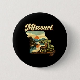 Badge Rond 5 Cm Coucher de soleil dans l'État du Missouri Rivière