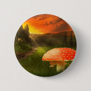 Badge Rond 5 Cm Coucher de soleil d'automne.