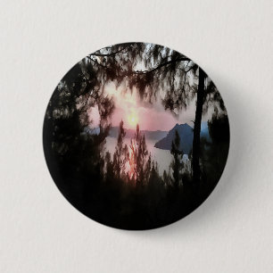 Badge Rond 5 Cm Coucher De Soleil De Marmaris Encadré De Palmiers 