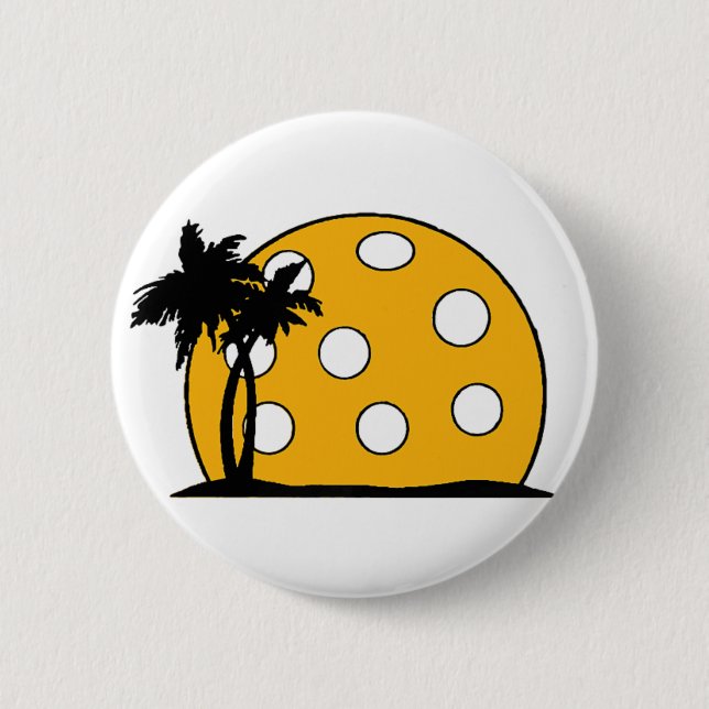 Badge Rond 5 Cm Coucher de soleil de Pickleball Beach (Devant)