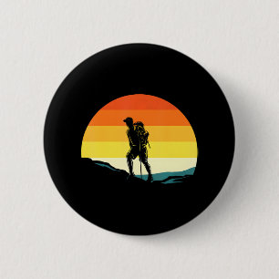 Badge Rond 5 Cm Coucher de soleil de randonneur randonnée