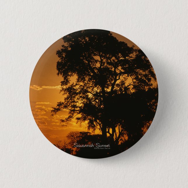 Badge Rond 5 Cm Coucher de soleil de Savannah (Devant)