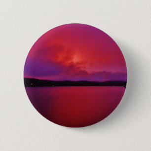 Badge Rond 5 Cm Coucher de soleil rose vif sur le lac Arrowhead