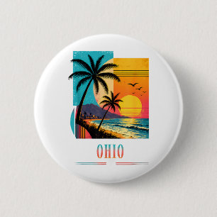 Badge Rond 5 Cm Coucher de soleil sur la plage de l'Ohio 2026 Vaca