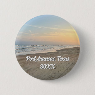 Badge Rond 5 Cm Coucher de soleil sur la plage de Port Aransas Tex
