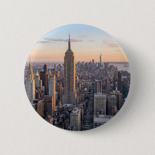 Badge Rond 5 Cm Coucher de soleil sur la skyline de New York City