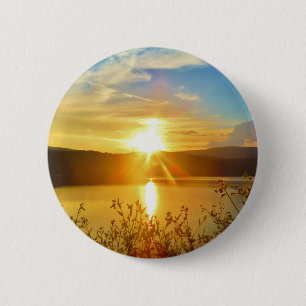 Badge Rond 5 Cm Coucher de soleil sur le lac Arrowhead
