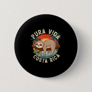 Badge Rond 5 Cm Coucher de soleil tropical Nature Paresseux Costa