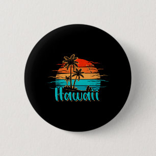 Badge Rond 5 Cm Coucher de soleil tropical vintage palmier Hawaïen