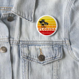Badge Rond 5 Cm Coucher de soleil vintage Miami Beach Floride