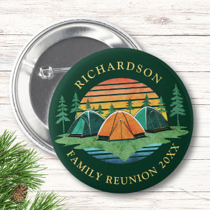 Badge Rond 5 Cm Coucher de soleil Vintage sur mesure Camping vert