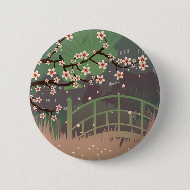 Badge Rond 5 Cm Coucher du soleil sur la fleur (Devant)