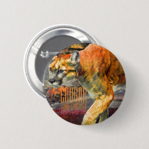 Badge Rond 5 Cm Cougar [Badge en boîte de conserve]