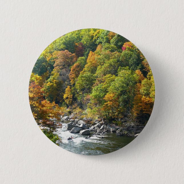 Badge Rond 5 Cm Couleur d'automne dans le parc d'état d'Ohiopyle (Devant)