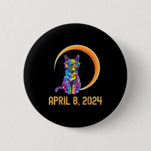 Badge Rond 5 Cm Couleur de design Chat Éclipse Solaire Avril