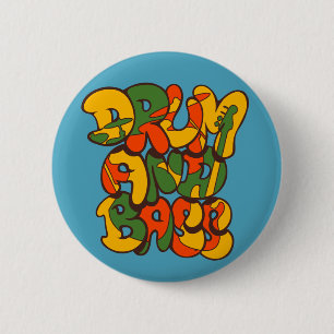 Badge Rond 5 Cm couleur de reggae de tambour et de basse - logo,