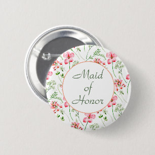 Badge Rond 5 Cm Couleur d'eau colorée Fleurs sauvages Maid of Hono