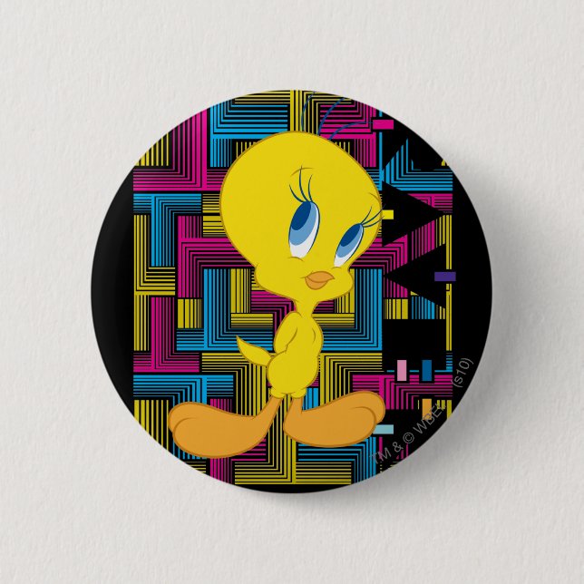 Badge Rond 5 Cm Couleur électronique Tweety (Devant)