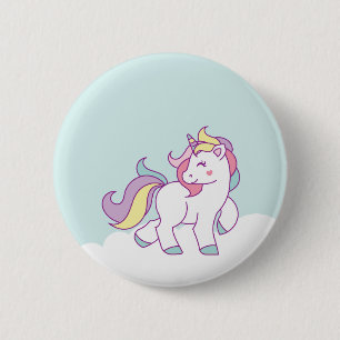 Badge Rond 5 Cm Couleur en pastel de licorne magique mignonne