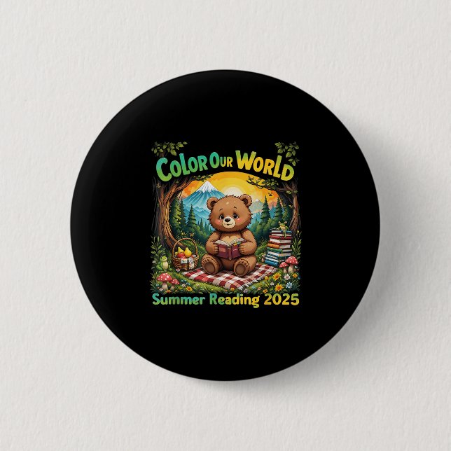 Badge Rond 5 Cm Couleur Notre Monde Été 2025 Programme de Lecture  (Devant)