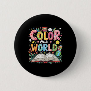 Badge Rond 5 Cm Couleur Notre Programme Mondial de Lecture du Livr