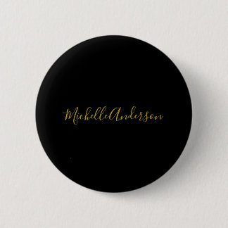 Badge Rond 5 Cm Couleur or Noir Moderne minimaliste Nom de l'écrit