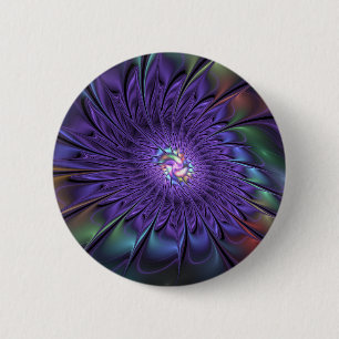 Badge Rond 5 Cm Couleur tendance moderne abstraite fleur fractale