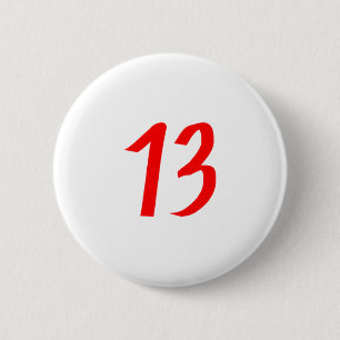 Badge Rond 5 Cm Couleur treize rouge du numéro 13