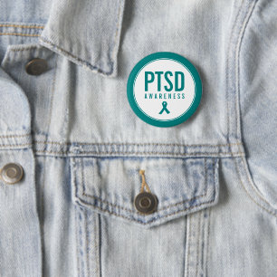 Badge Rond 5 Cm Couleur Turquoise de sensibilisation PTSD