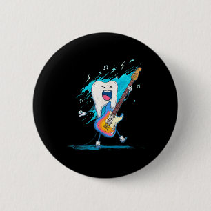 Badge Rond 5 Cm Couleurs Cool et Dent qui Bouge avec Guitare Élect