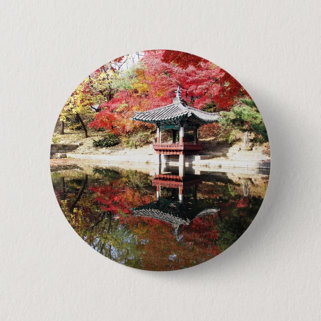 Badge Rond 5 Cm Couleurs d'automne de Séoul (Devant)