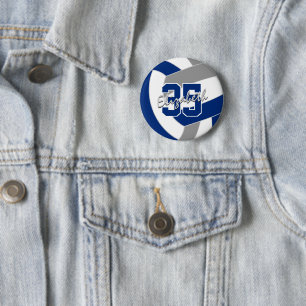 Badge Rond 5 Cm couleurs de l'équipe de volley-ball gris bleu