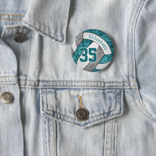 Badge Rond 5 Cm couleurs de l'équipe de volley-ball gris turquoise