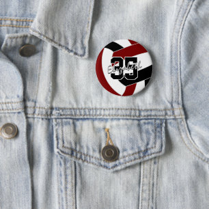 Badge Rond 5 Cm couleurs de l'équipe de volley-ball noir