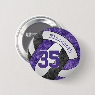 Badge Rond 5 Cm couleurs de l'équipe de volley-ball noir violet