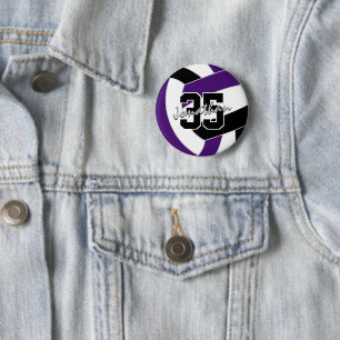 Badge Rond 5 Cm couleurs de l'équipe de volley-ball noir violet
