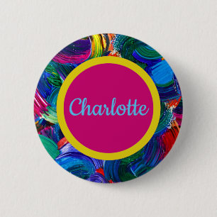 Badge Rond 5 Cm Couleurs de peinture brillantes peintes personnali
