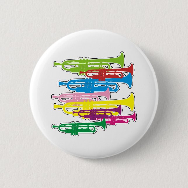 Badge Rond 5 Cm Couleurs de trompettes (Devant)