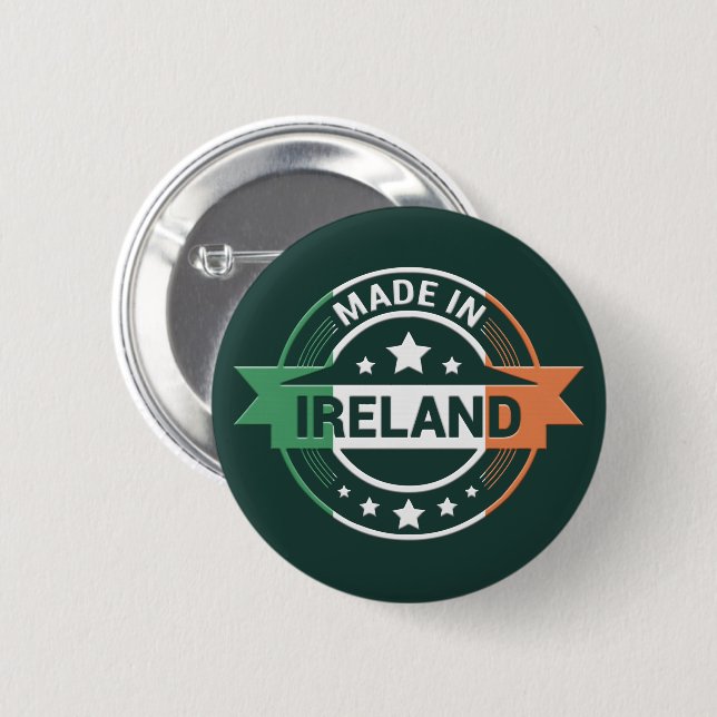 Badge Rond 5 Cm Couleurs du drapeau irlandais fabriqués en Irlande (Devant & derrière)