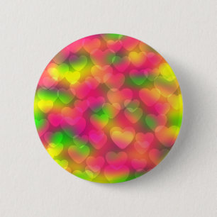 Badge Rond 5 Cm Couleurs folles Coeurs Bokeh PIN BOUTON