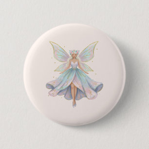 Badge Rond 5 Cm Couleurs pastel de l'ange magique fée