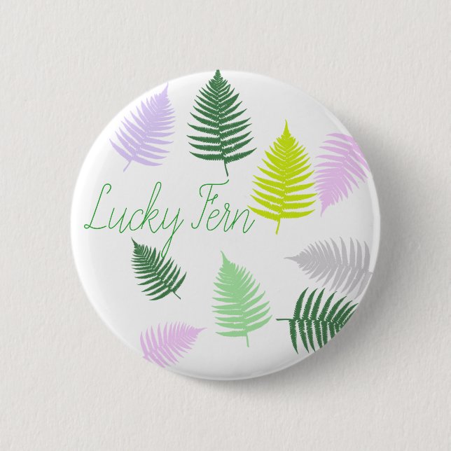 Badge Rond 5 Cm Couleurs Pastel Fougère Chanceuse (Devant)