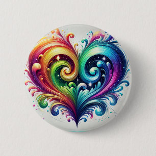 Badge Rond 5 Cm Couleurs vives du coeur arc-en-ciel