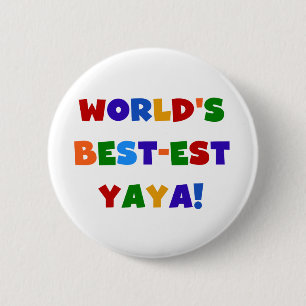 Badge Rond 5 Cm Couleurs vives les meilleurs cadeaux de Yaya au mo