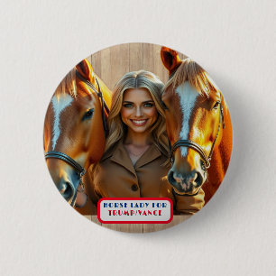 Badge Rond 5 Cm Country Gals Horse Lady pour Trump/Vance Button