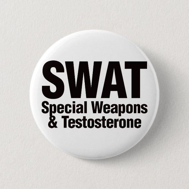 Badge Rond 5 Cm COUP, armes spéciales et testostérone (Devant)