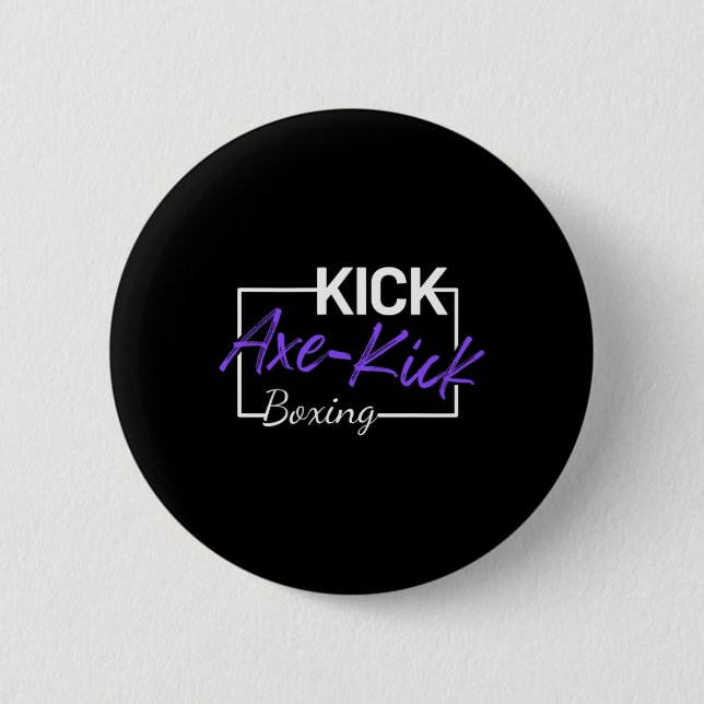 Badge Rond 5 Cm Coup de pied de hache de kickboxing (Devant)