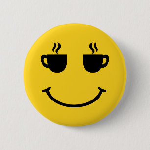 Badge Rond 5 Cm Coupe de café sourire